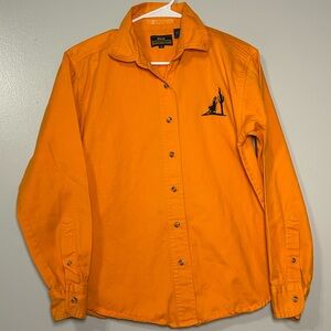 Vintage Blue Generation‎ Wrangler Cowboy Logo Rodeo Button Down Orange Rugged L